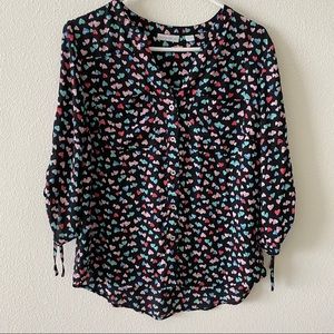 New York & Co Heart printed buttoned Blouse